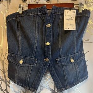 Zara Denim -Blue Corset Vest